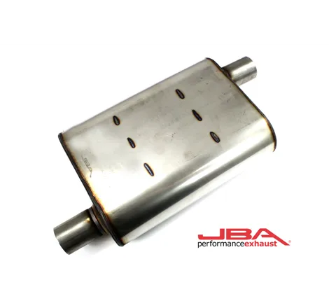 JBA Universal Chambered Style 304SS Muffler 13x9.75x4 2in Inlet Diameter Offset/Offset