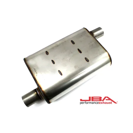 JBA Universal Chambered Style 304SS Muffler 13x9.75x4 2in Inlet Diameter Offset/Offset