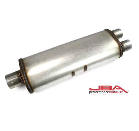 JBA Universal Chambered 304SS Muffler 25x8x5in 3in Center Inlet/2.5in Dual Outlet