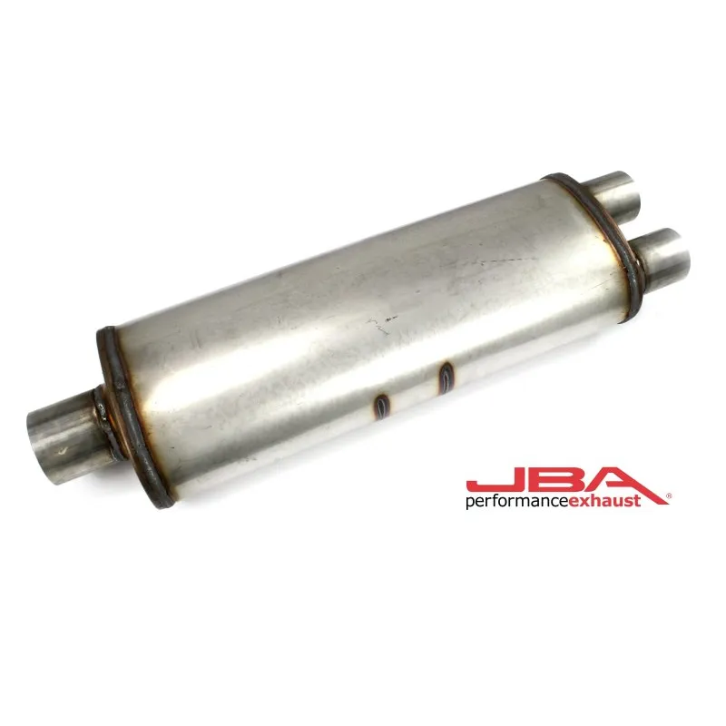 JBA Universal Chambered 304SS Muffler 25x8x5in 3in Center Inlet/2.5in Dual Outlet