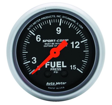 Autometer 2-1/16in 0-15 PSI Mechanical Sport-Comp Fuel Pressure Gauge