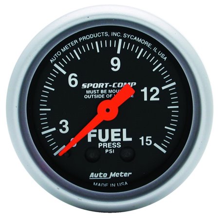 Autometer 2-1/16in 0-15 PSI Mechanical Sport-Comp Fuel Pressure Gauge