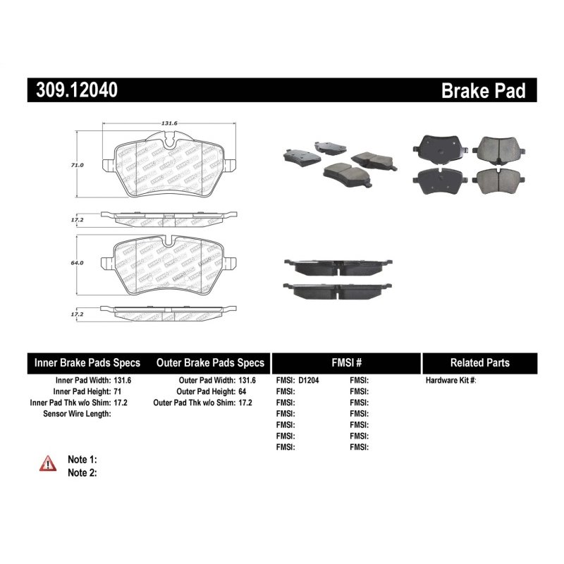 StopTech Performance 06-09 Mini Cooper/Cooper S Front Brake Pads