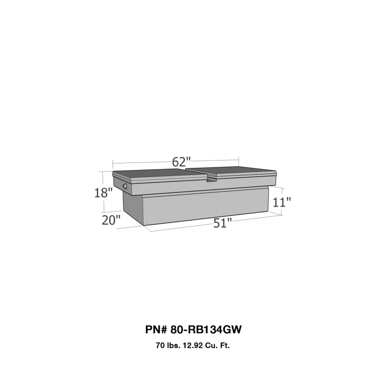 Westin/Brute Gull Wing Lid Mid Size / Down Size Long Bed Only - Aluminum