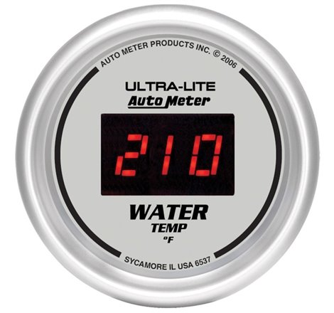 Autometer Ultra-Lite 2-1/16in 340 Deg F Silver Dial Digital w/ Red LED Water Temperature Gauge