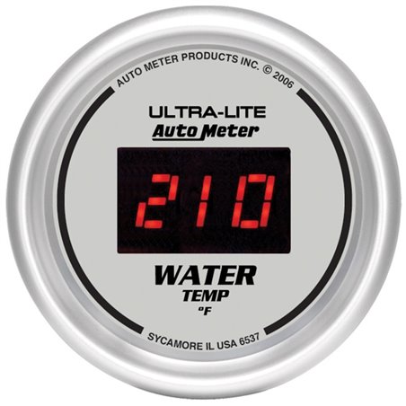 Autometer Ultra-Lite 2-1/16in 340 Deg F Silver Dial Digital w/ Red LED Water Temperature Gauge