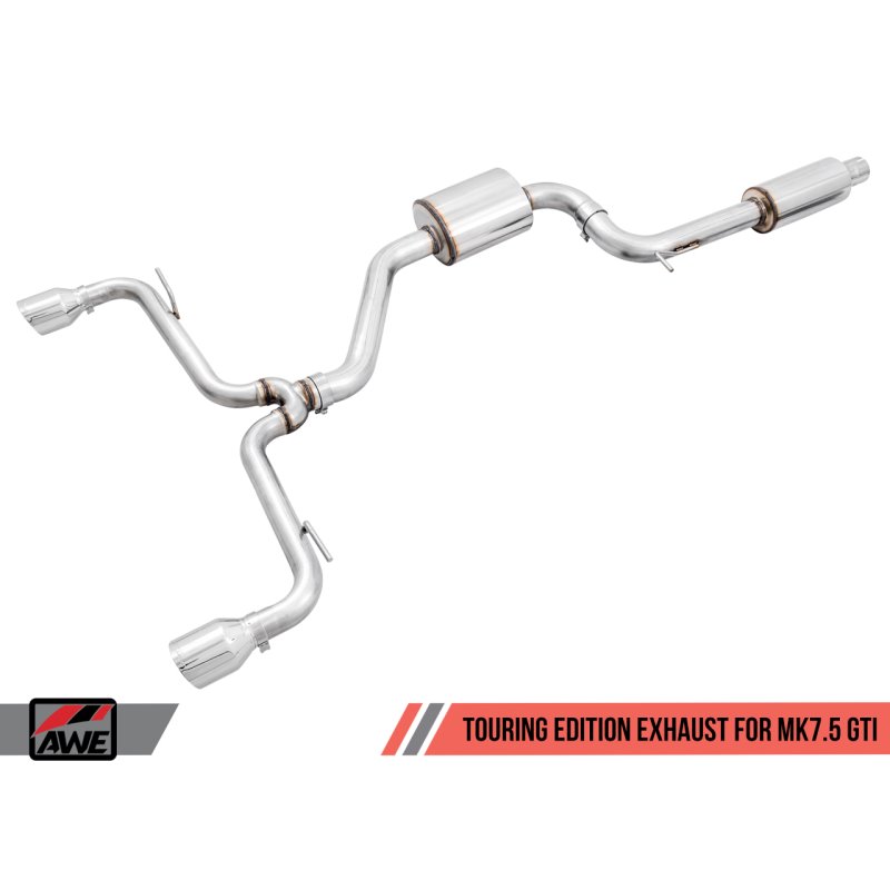 AWE Tuning Volkswagen GTI MK7.5 2.0T Touring Edition Exhaust w/Chrome Silver Tips 102mm