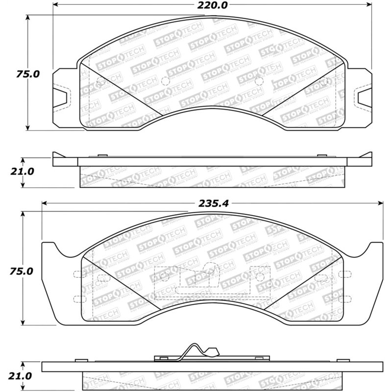 StopTech Sport Brake Pads w/Shims - Front