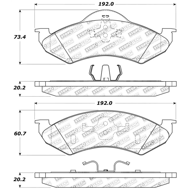 StopTech Sport Brake Pads w/Shims - Rear