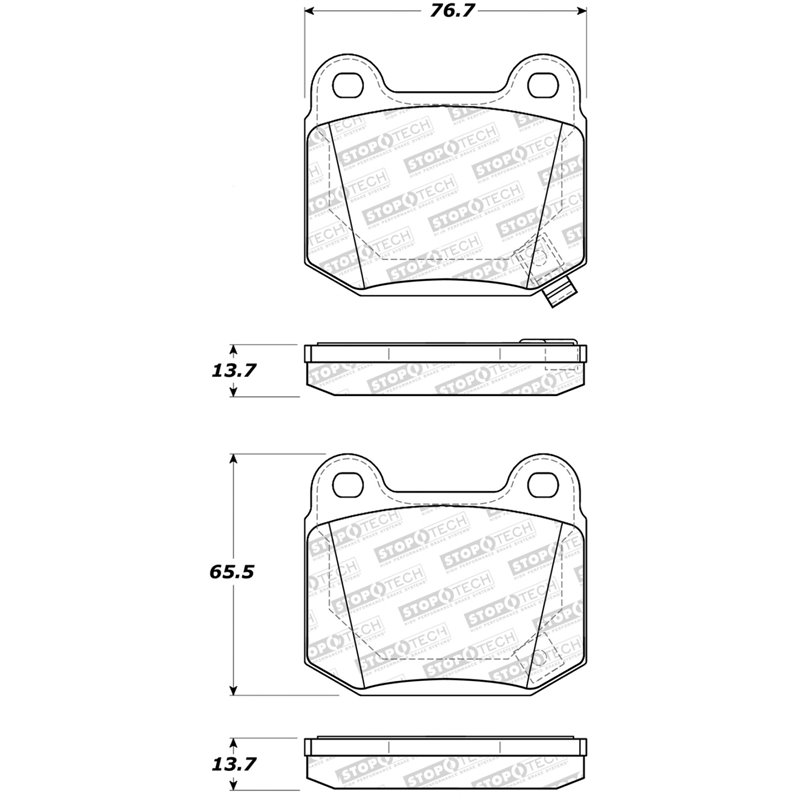 StopTech 03-06 Mitsubishi Lancer Sport Brake Pads w/Shims and Hardware - Rear