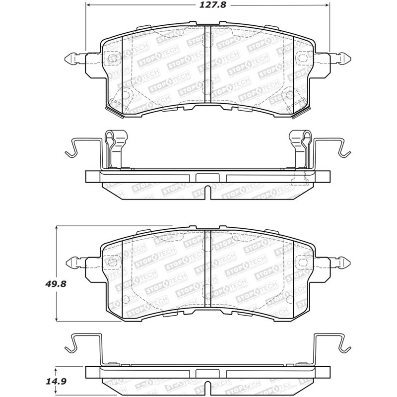 StopTech Sport Brake Pads w/Shims and Hardware - Rear