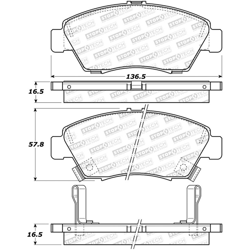 StopTech Sport Brake Pads w/Shims and Hardware - Rear