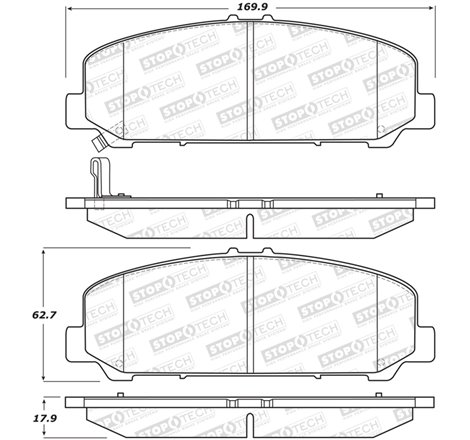 StopTech Sport Brake Pads w/Shims and Hardware - Rear