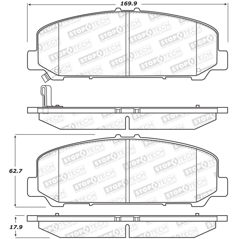 StopTech Sport Brake Pads w/Shims and Hardware - Rear