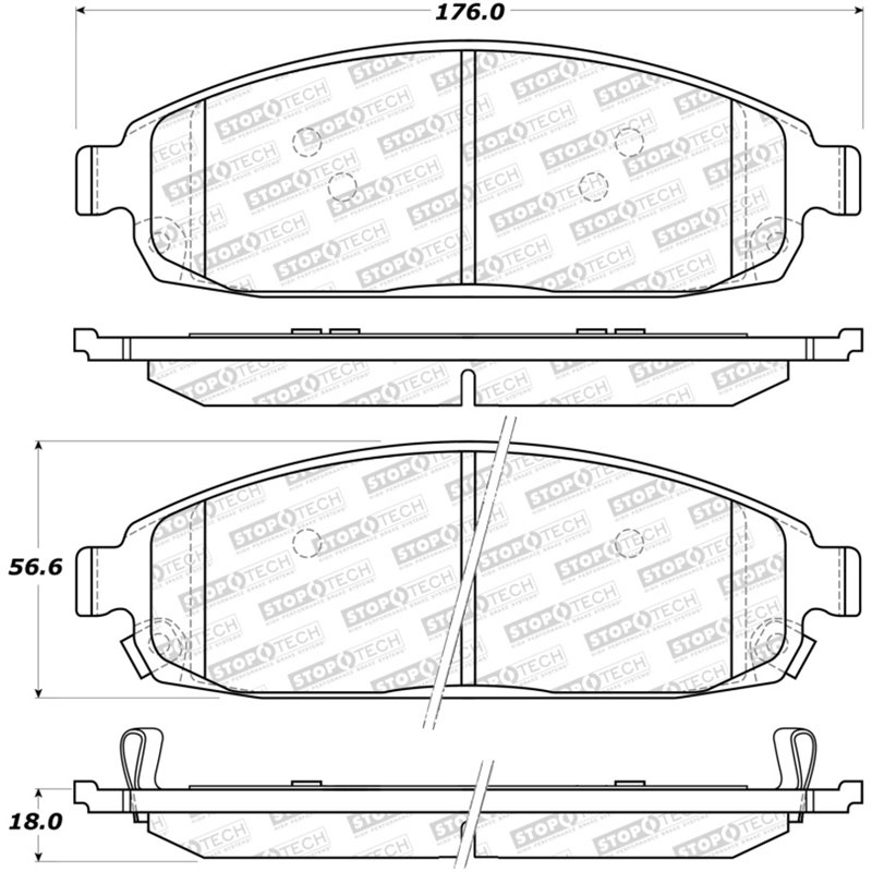 StopTech Sport Brake Pads w/Shims and Hardware - Rear