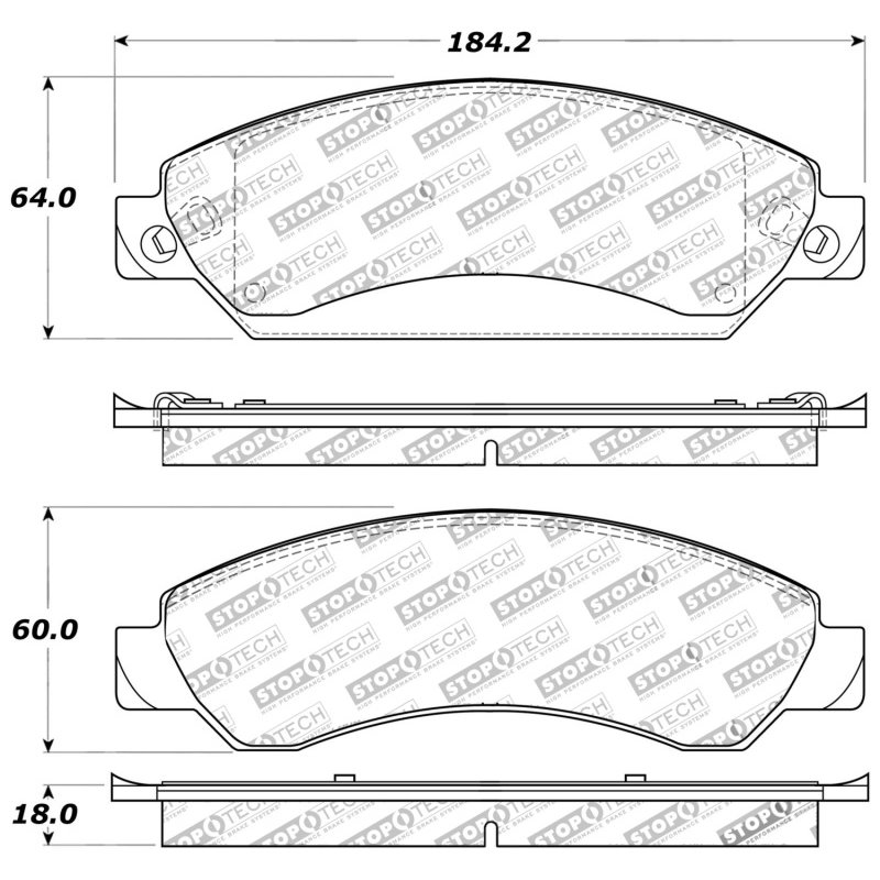 StopTech Sport Brake Pads w/Shims and Hardware - Rear