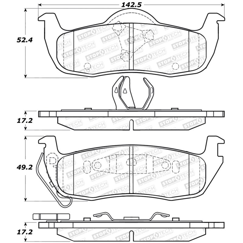 StopTech Sport Brake Pads w/Shims and Hardware - Rear