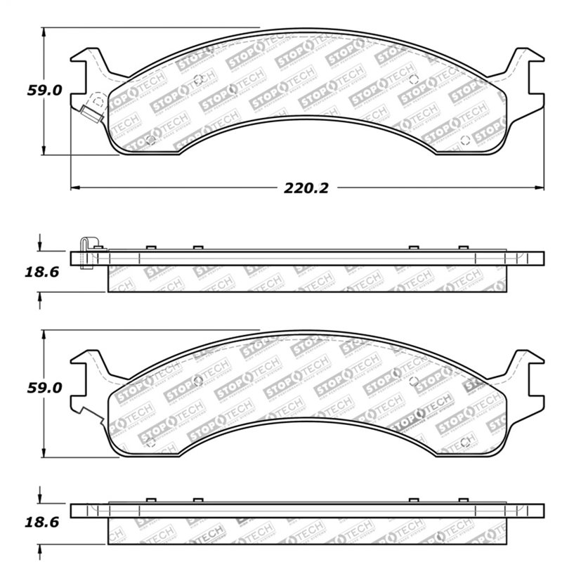 StopTech Sport Brake Pads w/Shims and Hardware - Rear