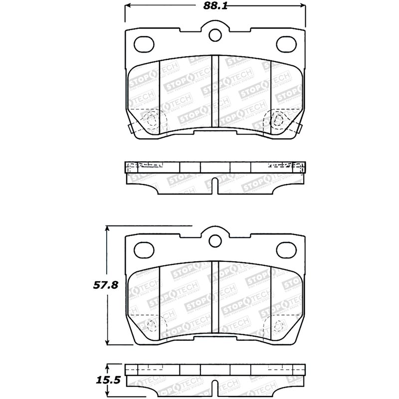 StopTech Sport Brake Pads w/Shims and Hardware - Rear