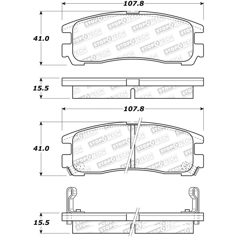 StopTech Sport Brake Pads w/Shims and Hardware - Rear