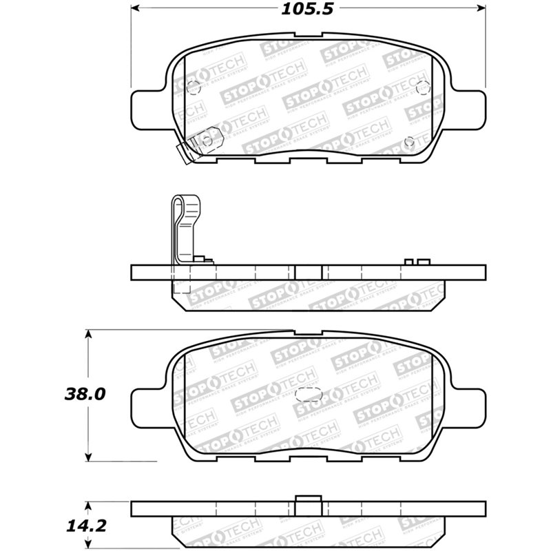 StopTech Sport Brake Pads w/Shims and Hardware - Rear