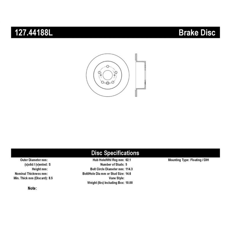 StopTech Sport Drilled & Slotted Rotor - Rear Left