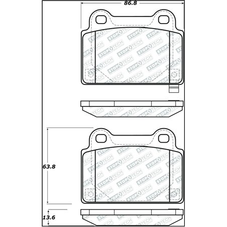 StopTech 08-15 Mitsubishi Evo X Street Performance Rear Brake Pads