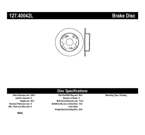 StopTech 02-06 Acura RSX Incl. Type S / 97-01 Integra Type R Slotted & Drilled Left Rear Rotor