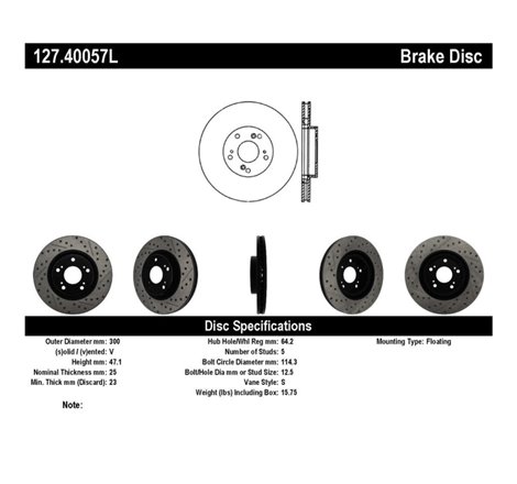 StopTech 02-06 Acura RSX Type S / 06-09 Honda Civic Si Slotted & Drilled Left Front Rotor