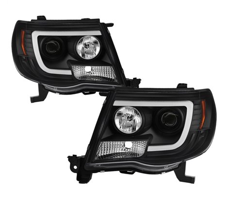 Spyder Toyota Tacoma 05-11 Projector Headlights - Light Bar DRL - Black PRO-YD-TT05V2-LB-BK