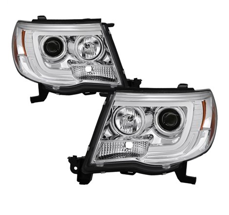 Spyder Toyota Tacoma 05-11 Projector Headlights - Light Bar DRL - Chrome PRO-YD-TT05V2-LB-C