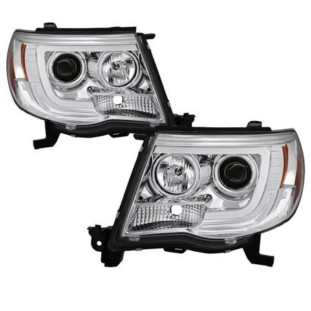 Spyder Toyota Tacoma 05-11 Projector Headlights - Light Bar DRL - Chrome PRO-YD-TT05V2-LB-C