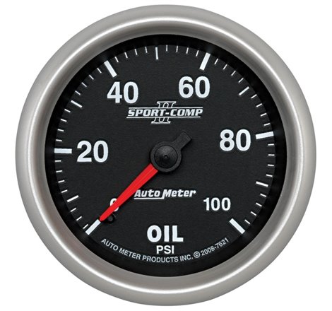 Autometer Sport-Comp II 2-5/8in 100 PSI Mechanical Oil Pressure Gauge