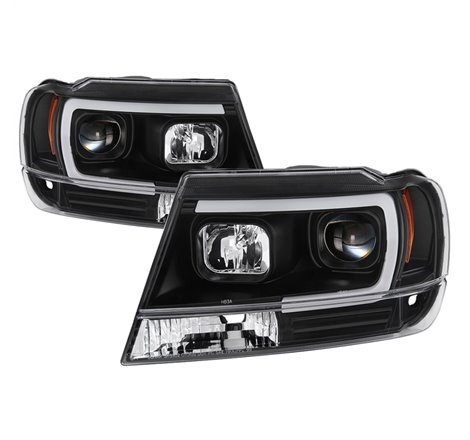 Spyder 99-04 Jeep Grand Cherokee Projector Headlights - Light Bar DRL LED - Black