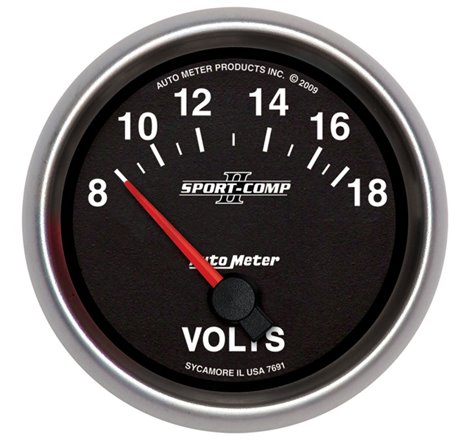 Autometer Sport-Comp II 2-5/8in 18V Electrical Voltmeter Gauge