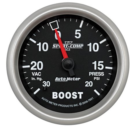 Autometer Sport-Comp II VAC/Boost 2 5/8in 30 IN HG-20PSI Mechanical Gauge