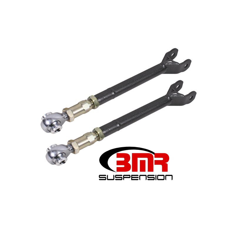 BMR 08-17 Challenger Lower Trailing Arms w/ On-Car Adj. Rod Ends - Black Hammertone