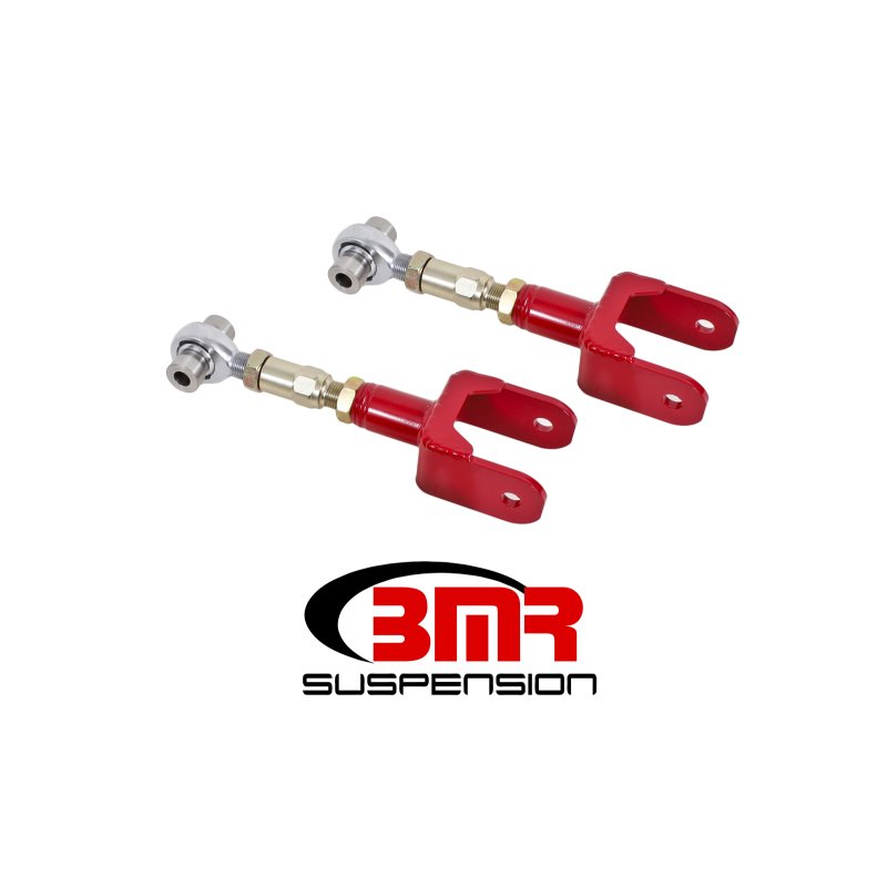 BMR 79-04 Fox Mustang Upper Control Arms On-Car Adj. Rod Ends - Red