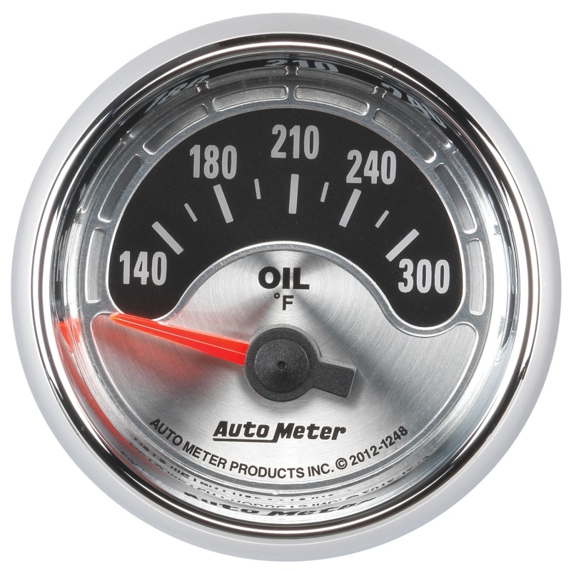 Autometer American Muscle 2-1/16in Short Sweep Electric 140-300 Deg F Oil Temp Gauge