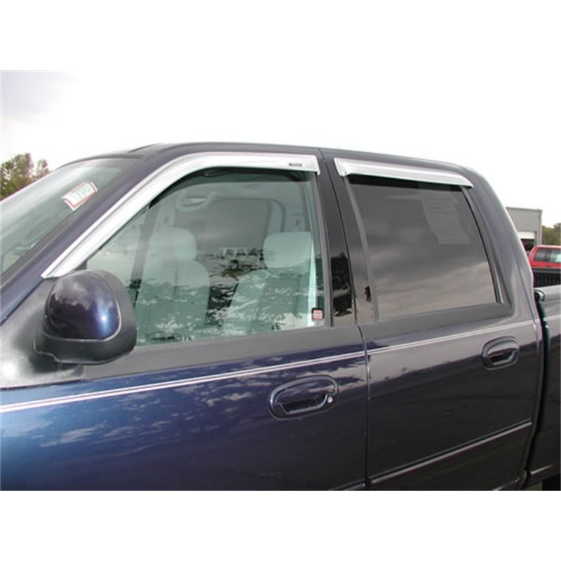 Stampede 2001-2003 Ford F-150 Crew Cab Pickup Tape-Onz Sidewind Deflector 4pc - Chrome