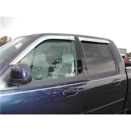 Stampede 2001-2003 Ford F-150 Crew Cab Pickup Tape-Onz Sidewind Deflector 4pc - Chrome