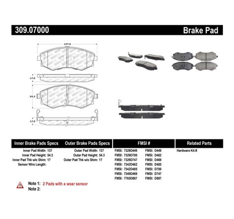 StopTech Performance 89-1/94 Nissan 240SX (w/ABS) 92-01/05-06 Hundai Elantra Front Brake Pads