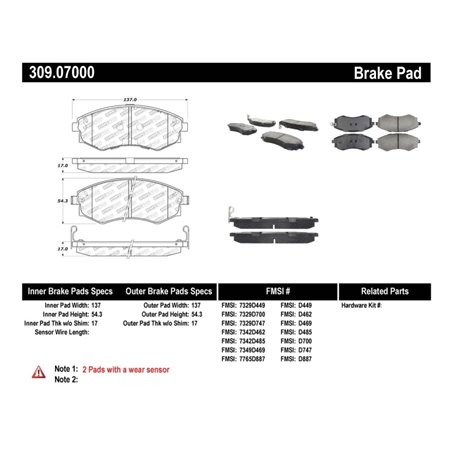 StopTech Performance 89-1/94 Nissan 240SX (w/ABS) 92-01/05-06 Hundai Elantra Front Brake Pads