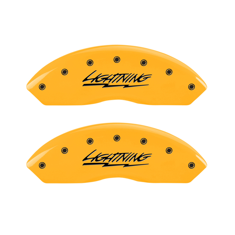 MGP 4 Caliper Covers Engraved Front & Rear Lightning Yellow Finish Black Char 2000 Ford F-150