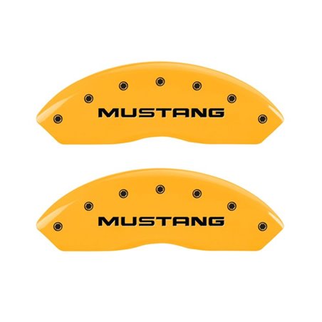 MGP 4 Caliper Covers Engraved Front Mustang Rear Pony Yellow Finish Black Char 2004 Ford Mustang