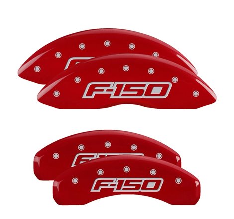 MGP 4 Caliper Covers Engraved Front & Rear Oval Logo/Ford Red Finish Silver Char 2014 Ford F-150