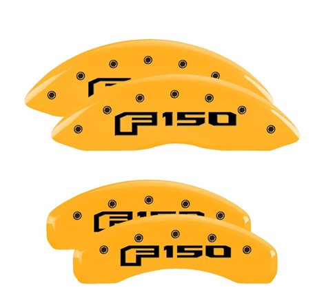 MGP 4 Caliper Covers Engraved Front & Rear Oval Logo/Ford Yellow Finish Black Char 2014 Ford F-150