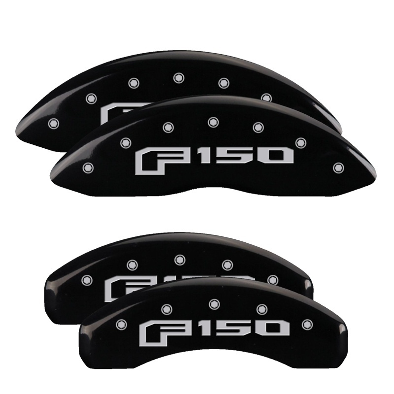 MGP 4 Caliper Covers Engraved F & R Oval Logo/Ford Black Finish Silver Char 2018 Ford Expedition