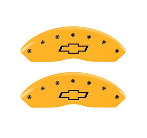 MGP 2 Caliper Covers Engraved Front Bowtie Yellow Finish Black Char 1997 Chevrolet C3500