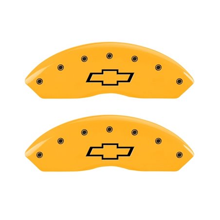 MGP 2 Caliper Covers Engraved Front Bowtie Yellow Finish Black Char 1997 Chevrolet C3500